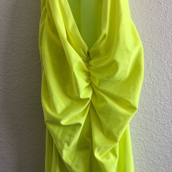 La Femme Neon Yellow Strappy Back Formal Gown - Picture 13 of 13